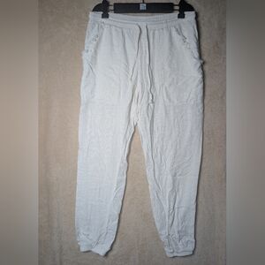 Olivaceous Women's Bohemian Linen White Lightweight Tapered Size Small Joggers